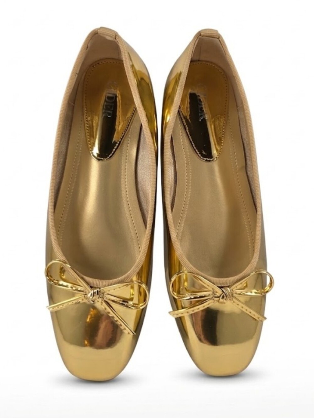 Cider Metallic Gold Square Toe Ballet Flats Sz 38 (7.5)